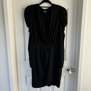 Express Elegant Rusched Black Dress